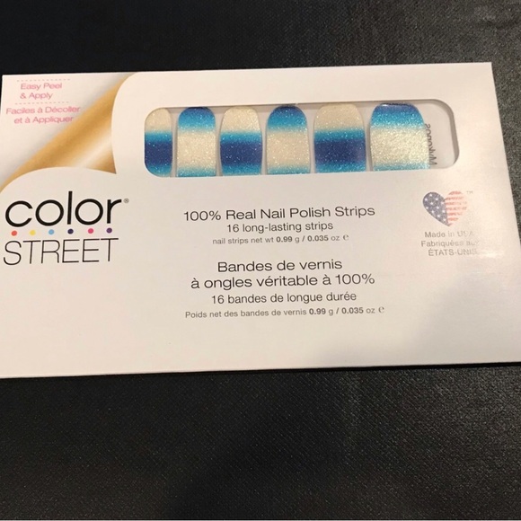 Color Street Other - Color Street Blue & White Ombre Glitter Nail Strips “Dose of Mykonos”